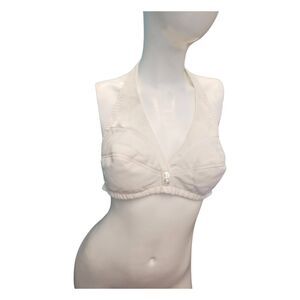 Vintage 70's Off White Bikini Swim Top Womens Size 12